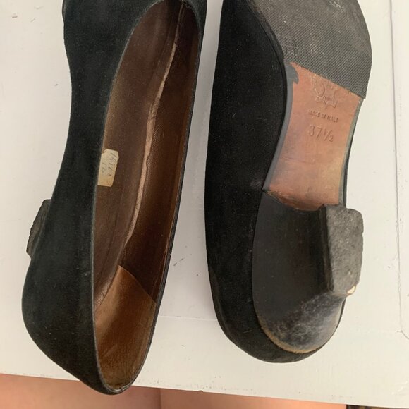 Vintage Black Suede Woven Detail Heels Size 7 - Picture 3 of 9